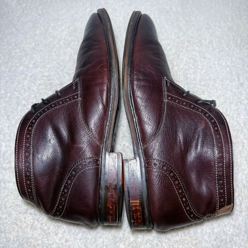 Johnston Murphy Mens 12M Warner Chukka Boots Mahogany Leather Ankle 20-3874
